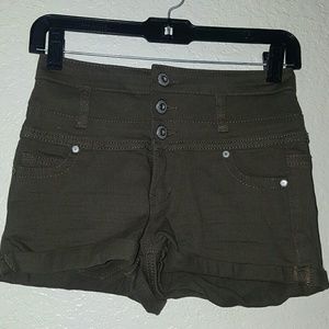 High waisted olive shorts